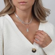 Tag Initial Diamond Necklace [Sterling Silver]