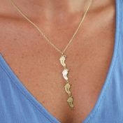 Footsteps Name and Birthstone Necklace