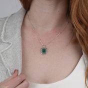 Touch of Nature Malachite Necklace - Black Crystals [Sterling Silver]