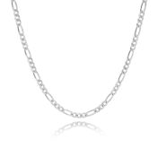 Figaro Chain Necklace with Custom Nameplate [Sterling Silver] - 3MM