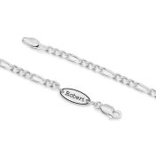 Figaro Chain Necklace with Custom Nameplate [Sterling Silver] - 3MM