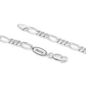Figaro Chain Necklace with Custom Nameplate [Sterling Silver] - 5MM