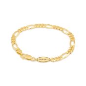 Figaro Chain Bracelet with Custom Nameplate [Gold Plated] - 5MM
