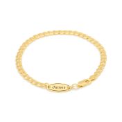 Curb Chain Bracelet with Custom Nameplate [Gold Plated] - 3.5MM