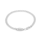 Curb Chain Bracelet with Custom Nameplate [Sterling Silver] - 3.5MM