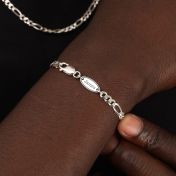 Figaro Chain Bracelet with Custom Nameplate [Sterling Silver] - 3MM