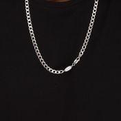 Curb Chain Necklace with Custom Nameplate [Sterling Silver] - 5MM