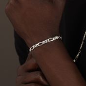 Figaro Chain Bracelet with Custom Nameplate [Sterling Silver] - 5MM