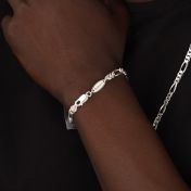Figaro Chain Bracelet with Custom Nameplate [Sterling Silver] - 5MM