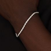 Rope Chain Bracelet with Custom Nameplate [Sterling Silver] - 2.5MM