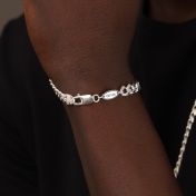 Curb Chain Bracelet with Custom Nameplate [Sterling Silver] - 8MM