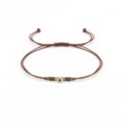 Open Heart Initial Bracelet - Brown [14 karat gold]