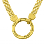 Big Family Circle Name Necklace [18K Gold Plated]