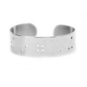 Wide Inspiration Braille Cuff - Silver Plated