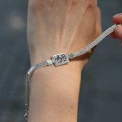 Treasured Spot Map Silhouette Bracelet with Braided Chain [Sterling Silver]