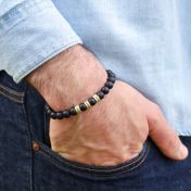 Serene Black Onyx Men Name Bracelet - 18K Gold Vermeil