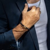 Black Onyx Men Bracelet with Nano Bible - 14 Karat Gold