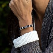 Black Onyx Women Name Bracelet With Nano Bible [Sterling Silver]