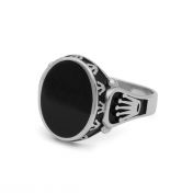 Black Orchid Onyx Men Ring - Sterling Silver