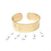 Wide Inspiration Braille Cuff - 14k Gold Plated