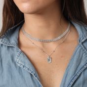 Classic Tag and Herringbone Initial Necklace Set [Sterling Silver]