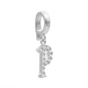 Cara Initial Charm With Crystals [Sterling Silver]