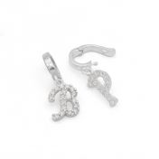 Cara Initial Charm With Crystals [Sterling Silver]
