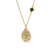 Cherished Spot Engraved Map Necklace with Nano Bible [14 Karat Gold]