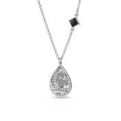Cherished Spot Engraved Map Necklace with Nano Bible [14 Karat White Gold]