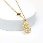 Cherished Spot Map Necklace with Nano Bible [14 Karat Gold]