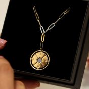 Compass Initials Necklace with Nano Bible [18K Gold Vermeil] 