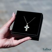 Engraved Cross Necklace with Nano Bible [18K Gold Plated]