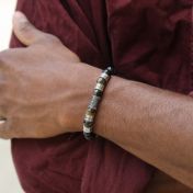 Compass Men Name Bracelet with Green Tiger Eye Stones
