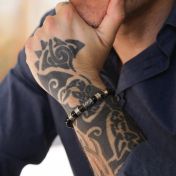 Compass Men Name Bracelet with Tiger Eye Stones

