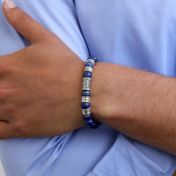 Compass Men Name Bracelet with Lapis Lazuli Stones