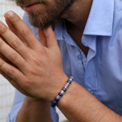 Compass Men Name Bracelet with Lapis Lazuli Stones