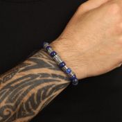 Compass Men Name Bracelet with Lapis Lazuli Stones