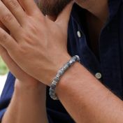 Compass Men Name Bracelet with Picasso Jasper Stones