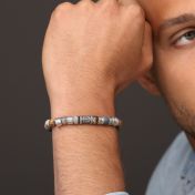 Compass Men Name Bracelet with Picasso Jasper Stones