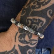 Cross Men Name Bracelet With Picasso Jasper Stones
