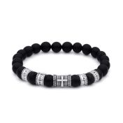 Cross Men Name Bracelet With Black Onyx Stones