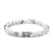 Cross Women Bracelet With Howlite Stones [Sterling Silver]