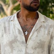 Cross Necklace with Nano Bible for Men - Sterling Silver