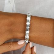 Cross Women Name Bracelet With Howlite Stones [Sterling Silver]