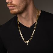 Crystal Cross Cuban Link Chain with Names - 18K Gold Plated