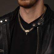 Crystal Cross Cuban Link Chain with Names - 18K Gold Plated