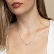 Crystal Cross Necklace [Rose Gold Plated]