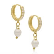 White Crystals Pearl Earrings