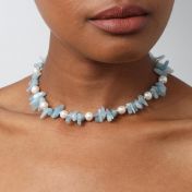 Deep Sea Aquamarine & Pearls Necklace