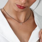 Enchanted Sparkle Diamond Necklace [Black Sterling Silver Chain]